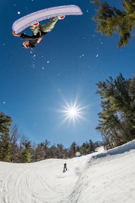 Snowboarder Gets Air at Terrain Park at Big Boulder