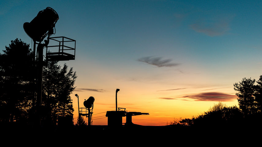 Silhouette of Snow Guns at Sunset at Big Boulder
