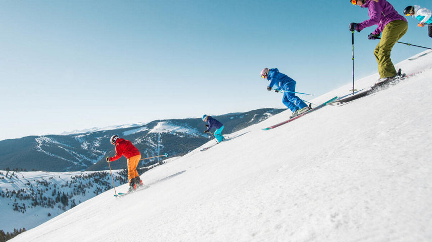 women skiing