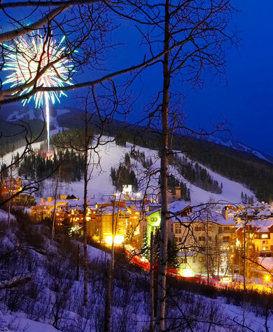 Scenic of Village at Night In Beaver Creek, CO.