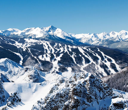 Winter Aerial Scenic In Vail, CO.
