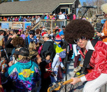 Band Performs for Crowd at Attitash Base Area 