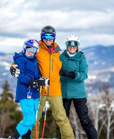 Family Takes a Break on Ski Run at Attitash