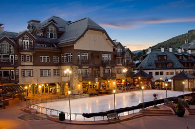 The ice skating rink at the Village in Beaver Creek, CO.