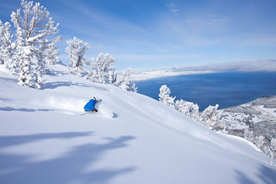 Powder Skiing in Heavenly, CA.