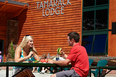 Lunch at Mid-Mountain Tamarack Lodge In Heavenly, CA.