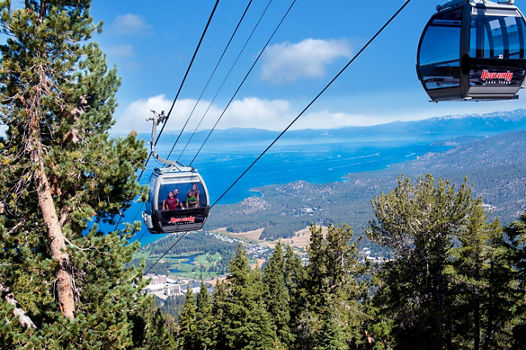 Gondola Riding over Town in Heavenly, CA.