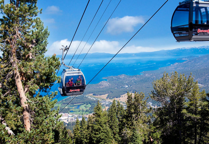 Gondola Riding over Town in Heavenly, CA.