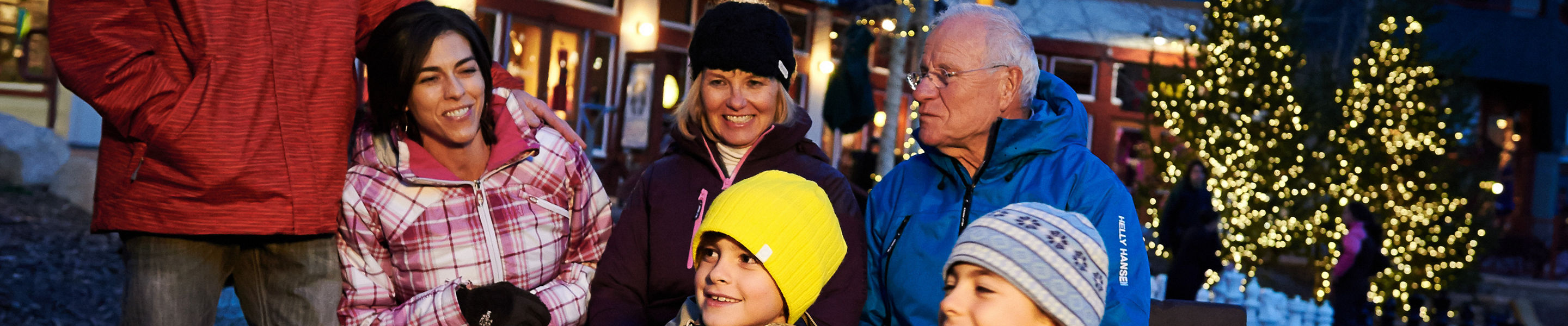 Family walking around River Run Village In Keystone, CO.