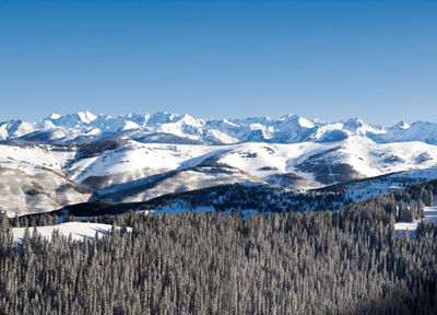 Winter Aerial Scenic In Vail, CO.