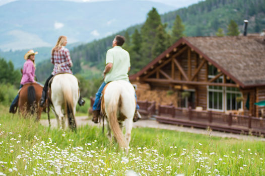 Arriving at Beano's Cabin on Beaver Creek, Colorado by horseback.