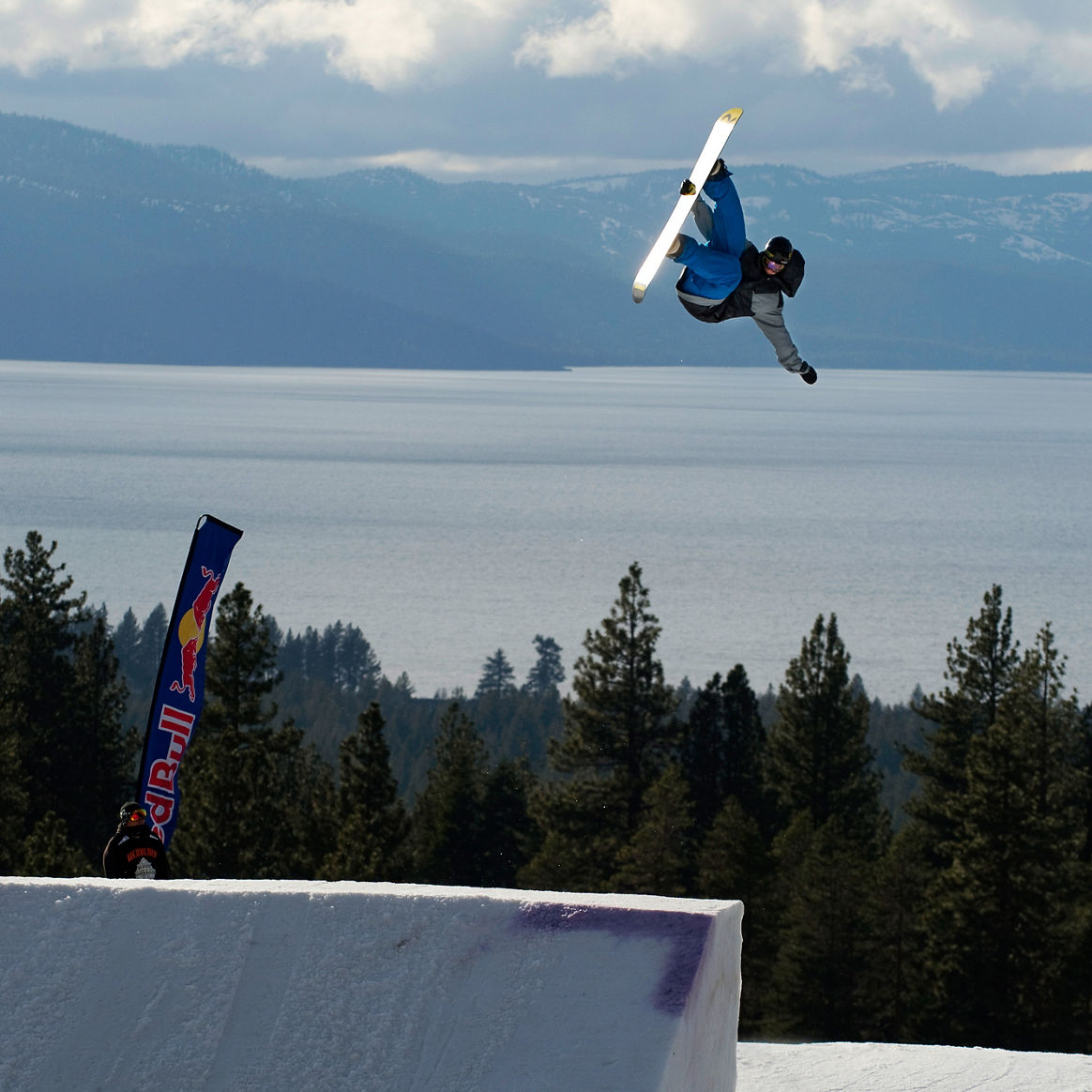 Terrain Park with Lake Tahoe in Background in Heavenly, CA.