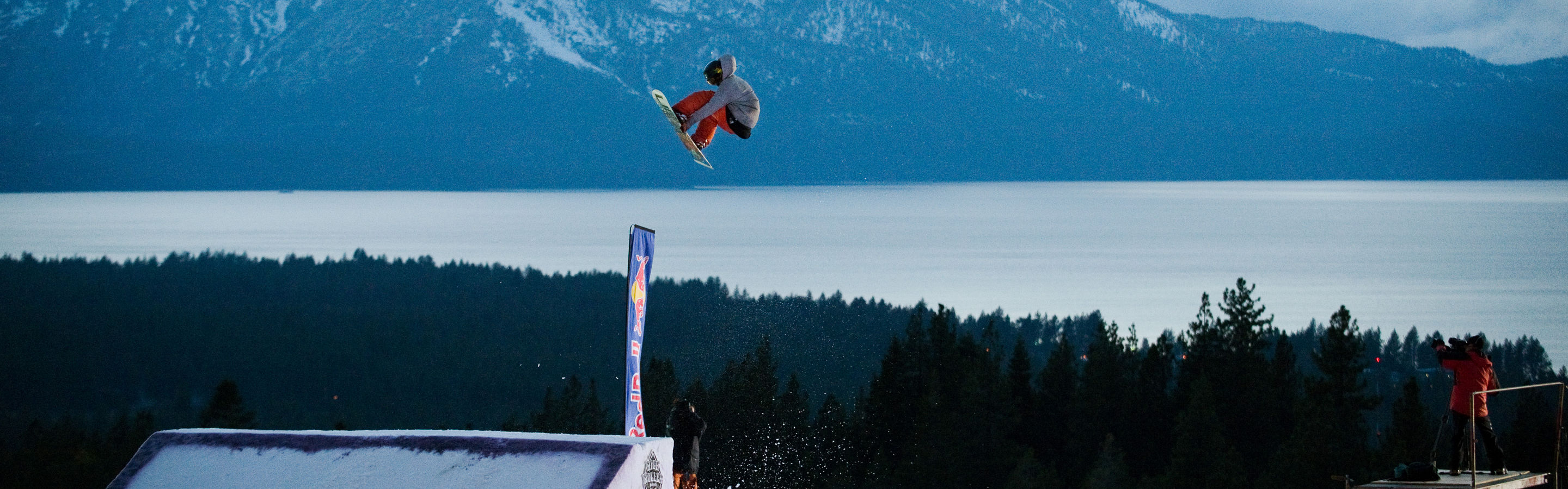 Terrain Park with Lake Tahoe in Background in Heavenly, CA.