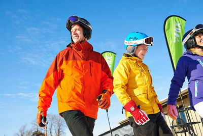 Family Skiing In Afton Alps, MN.