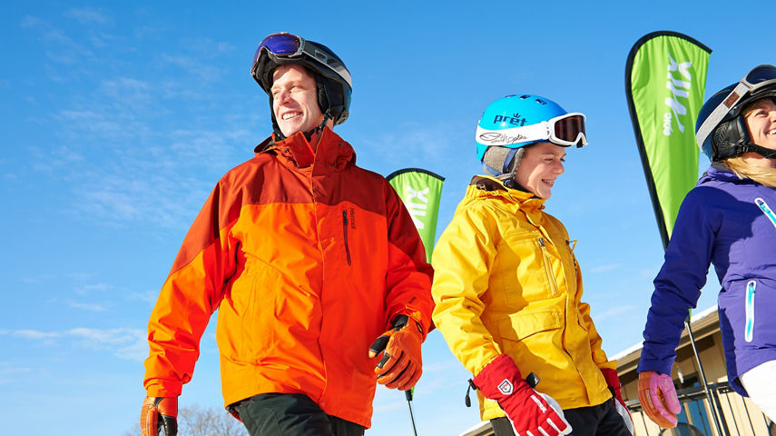 Family Skiing In Afton Alps, MN.