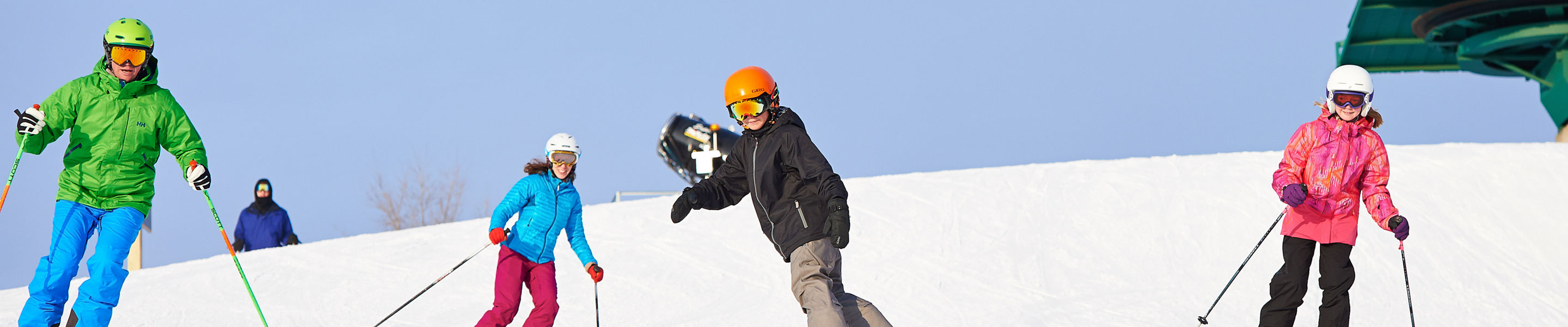 Friends Skiing and Snowboarding In Afton Alps, MN.