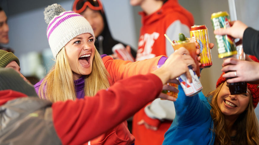 College Kids Enjoying Apres In Paul's Pub at Afton Alps, MN.