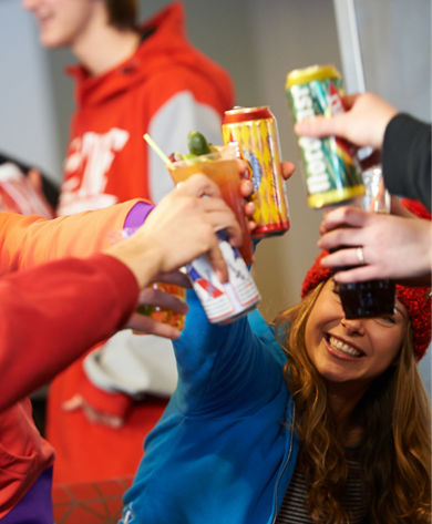 College Kids Enjoying Apres In Paul's Pub at Afton Alps, MN.