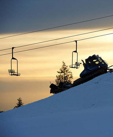 Sun setting over Resort in Mt. Brighton, MI.