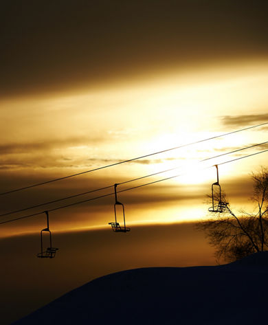Sun setting over Resort in Mt. Brighton, MI.