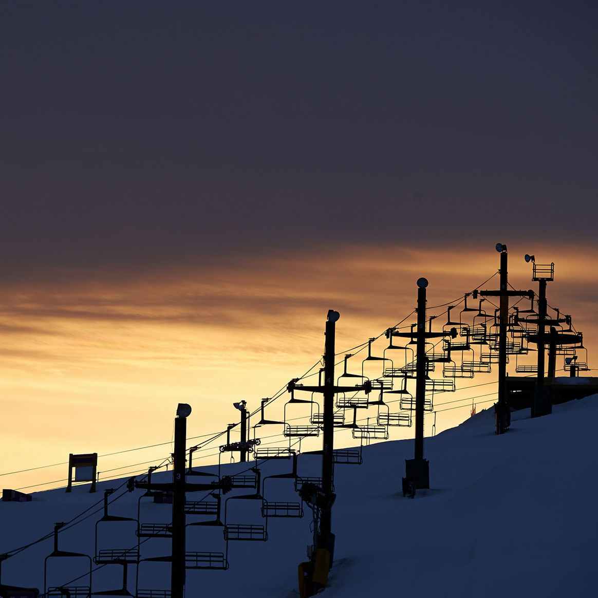 Sun setting over Resort in Mt. Brighton, MI.