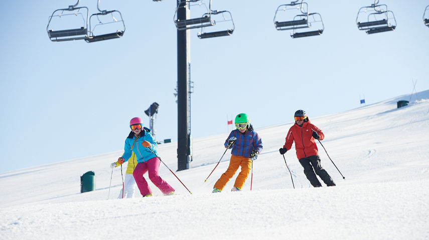 Family Enjoys Ski Day in Mt. Brighton, MI.