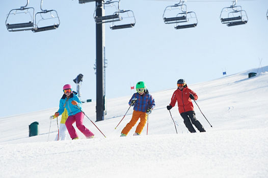 Family Enjoys Ski Day in Mt. Brighton, MI.