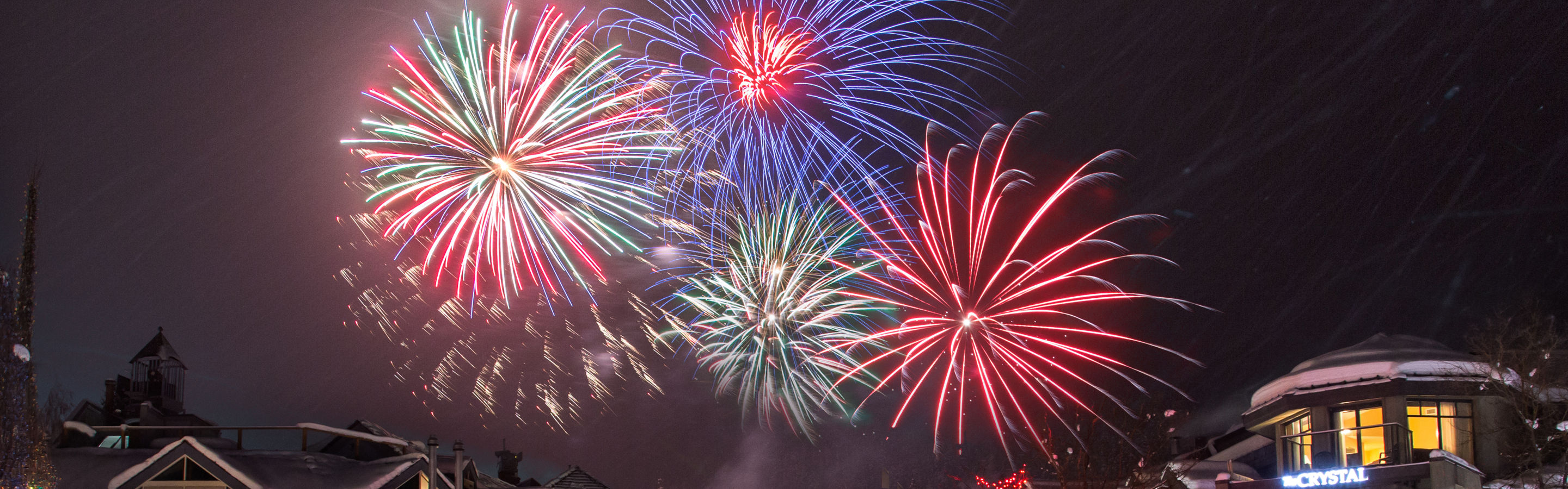 Whistler Village with fireworks celebration