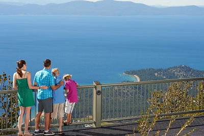 Family at Mid Mountain Observation Deck in Heavenly, CA.