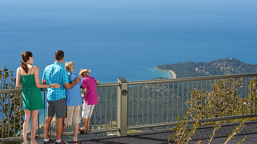Family at Mid Mountain Observation Deck in Heavenly, CA.