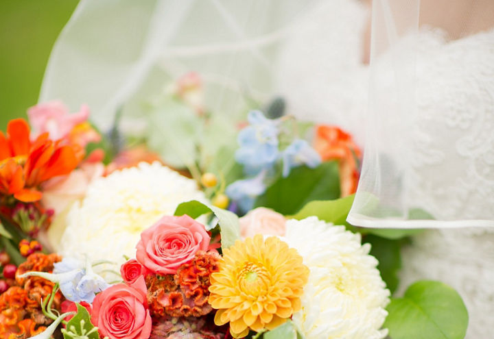 The bride's bouquet of flowers during her Wedding at Park City Mountain Resort, UT.