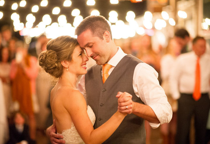 Bride and Groom Dance at their Wedding at Park City Mountain Resort, UT.