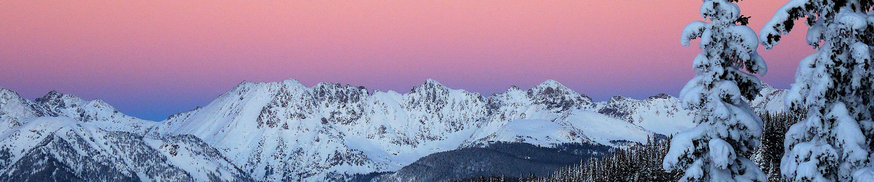 Sunrise on the Gore Range, view from Mountain in Vail, CO.
