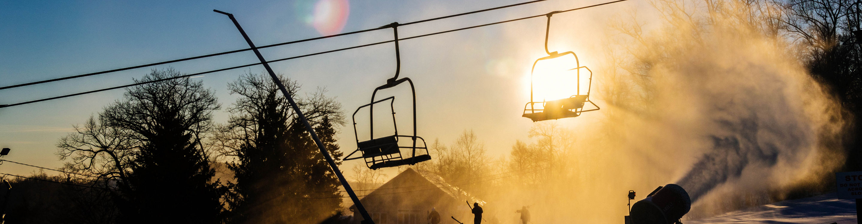 Snow Guns Fire Under Minuteman Chairlift at Roundtop