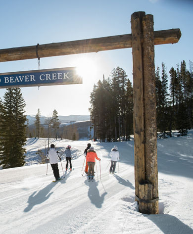 Friends Ski Groomed Runs at First Tracks in Beaver Creek, CO.