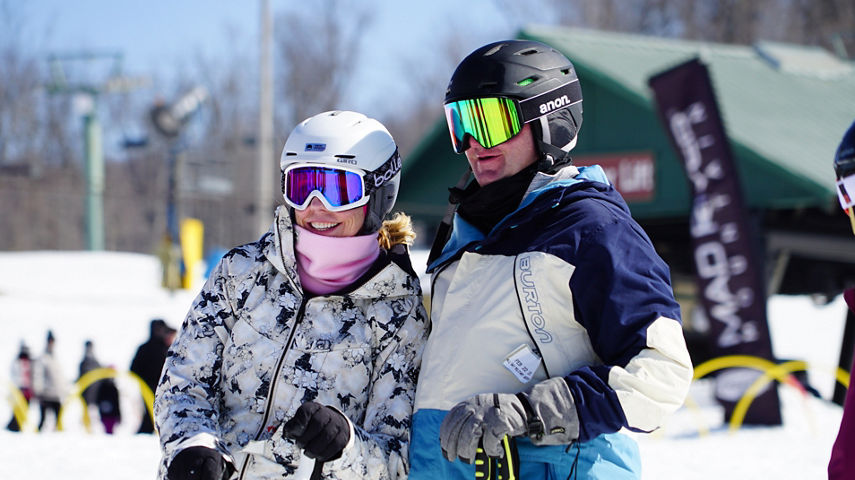 Couple Poses on the Ski Run at Mad River Mountain
