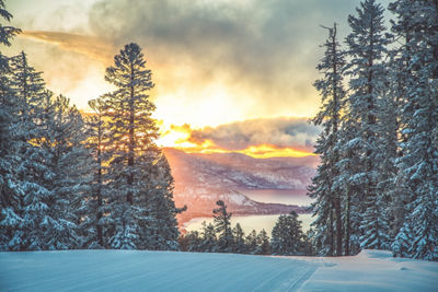 Sunrise over Lake Tahoe from East Ridge at Northstar California Resort