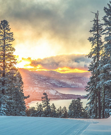 Sunrise over Lake Tahoe from East Ridge at Northstar California Resort