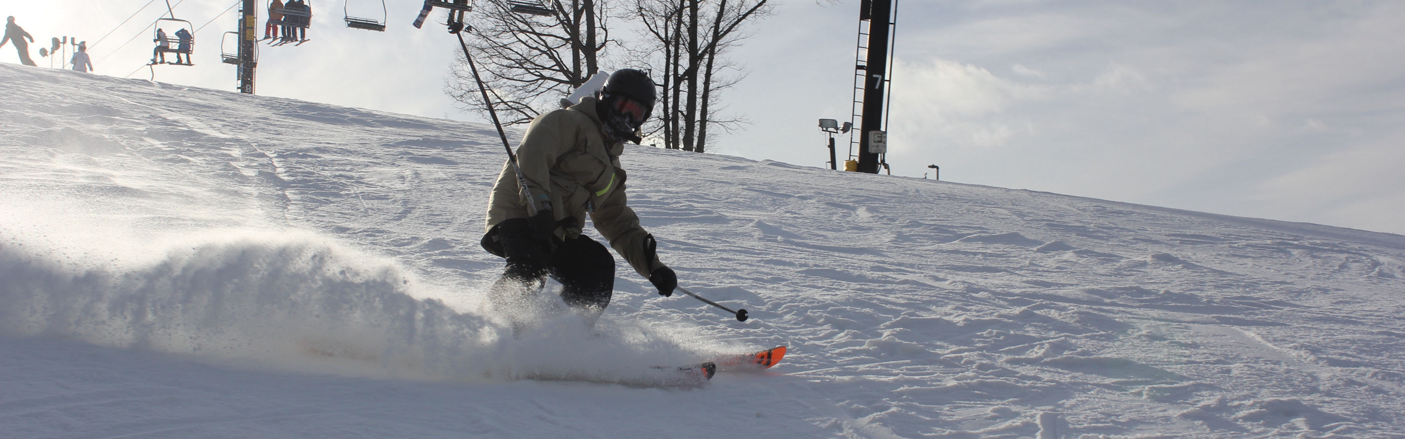 Skier Makes Turn Downhill at Hidden Valley
