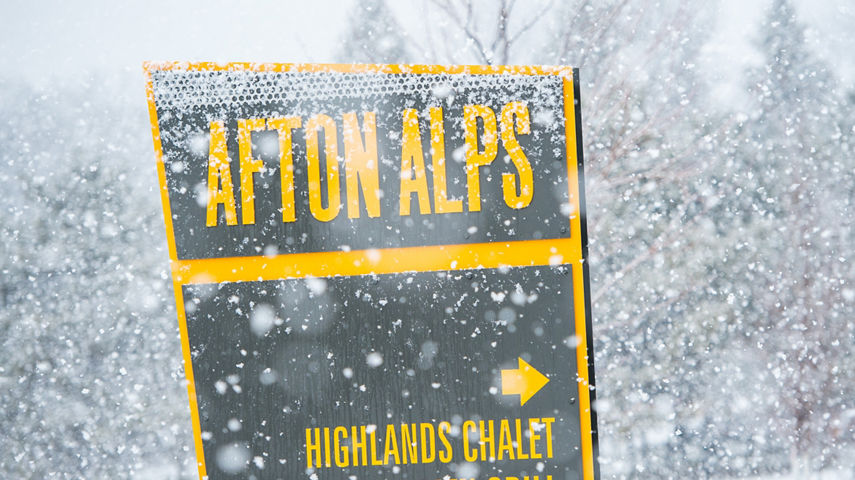 Snowfall in Afton Alps, MN.