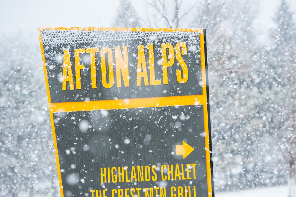 Snowfall in Afton Alps, MN.