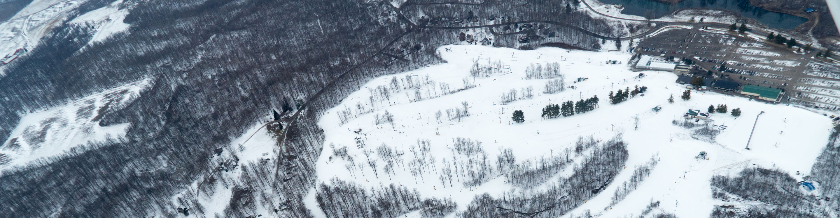 Aerial View of a Snowy Mad River Mountain Ski Area