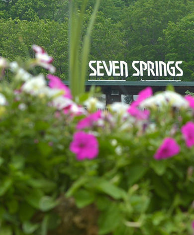Scenic View of the Seven Springs Sign at the Main Lodge