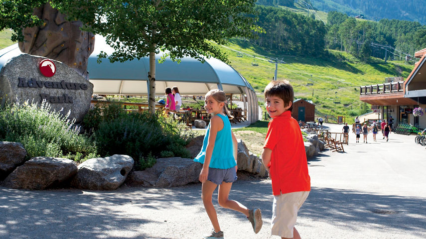 Kids run to Adventure Park in Crested Butte, CO.