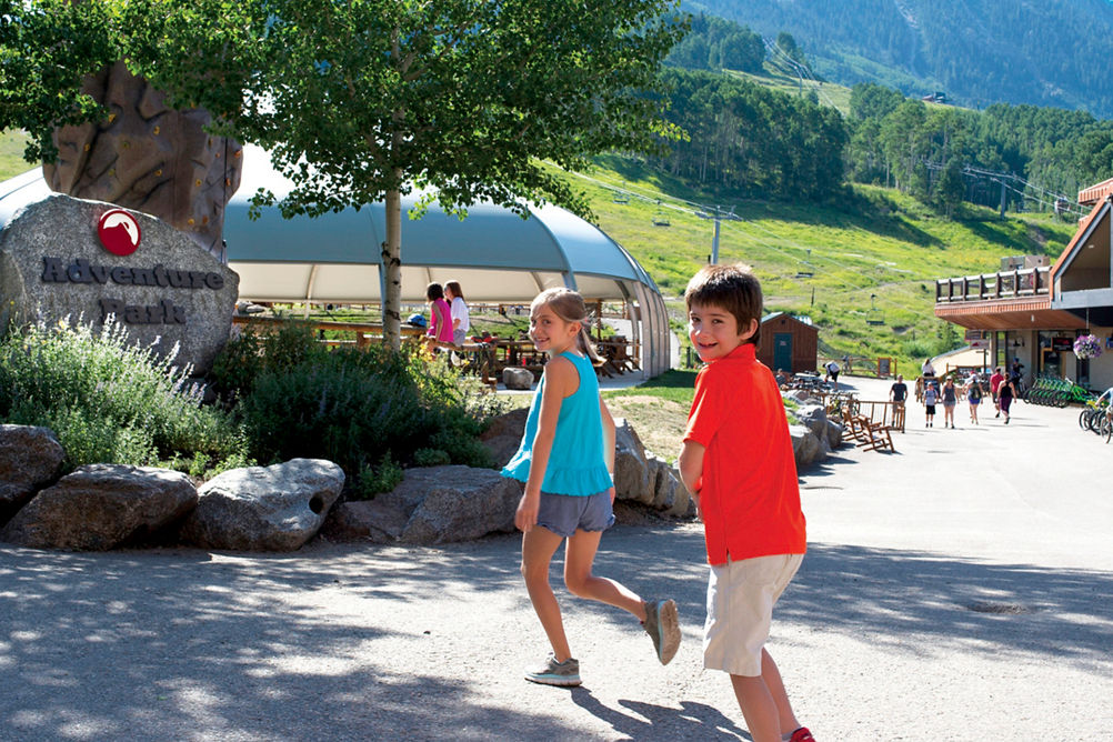 Kids run to Adventure Park in Crested Butte, CO.