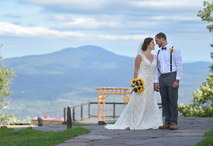 Bride and Groom at the Top of Hunter Mountain
