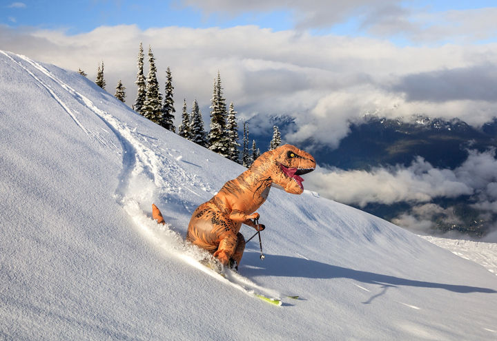 Dinosaur Skiing Early Season on Blackcomb