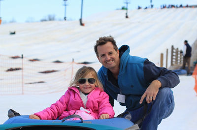 Little Girl Poses with Dad at Paoli Peaks