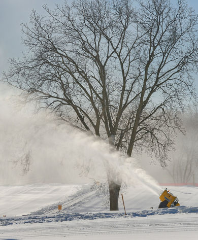 Snowmaking in Beginner Area at Wilmot Mountain