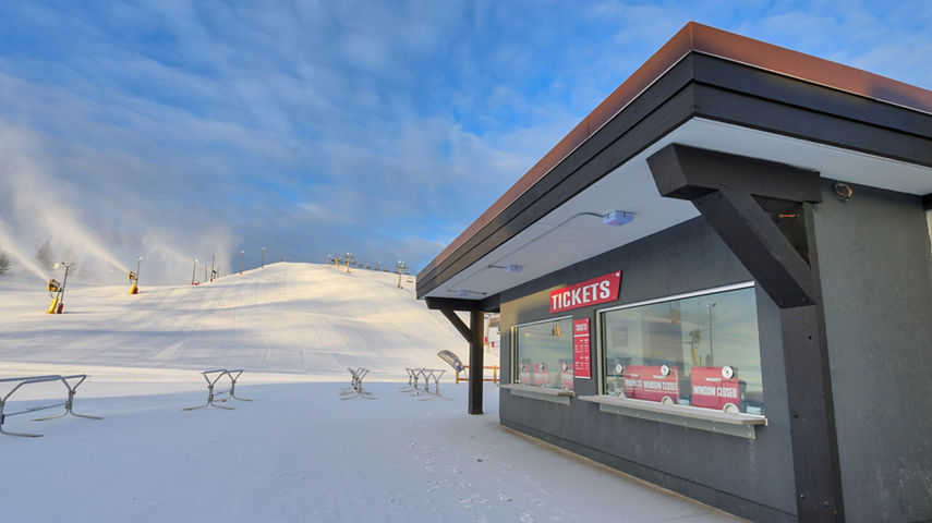 Ticket Counter at Wilmot Mountain on a Bluebird Day